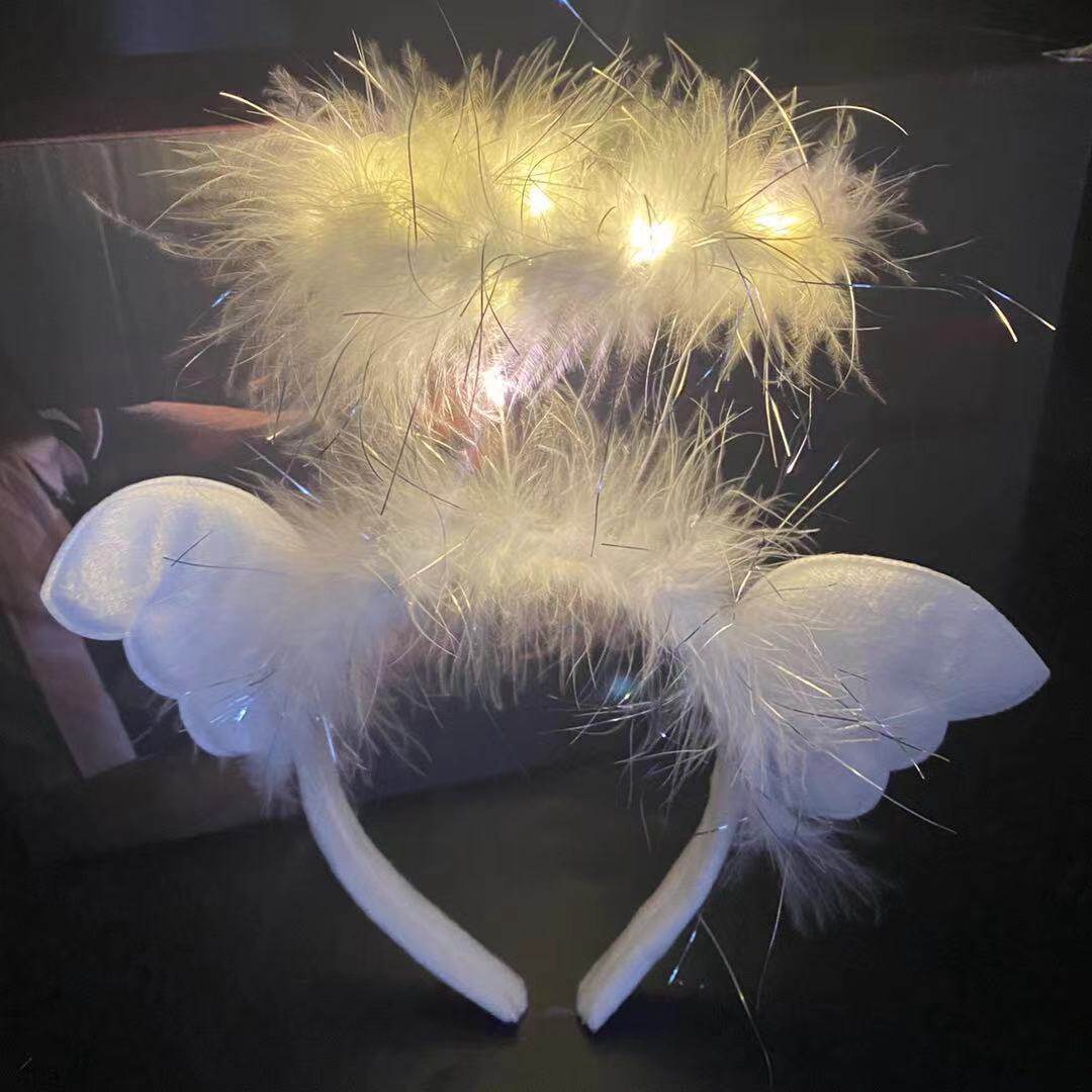 发光皇冠天使翅膀羽毛发箍舞台节日头饰仙女头环发光玩具批发夜市