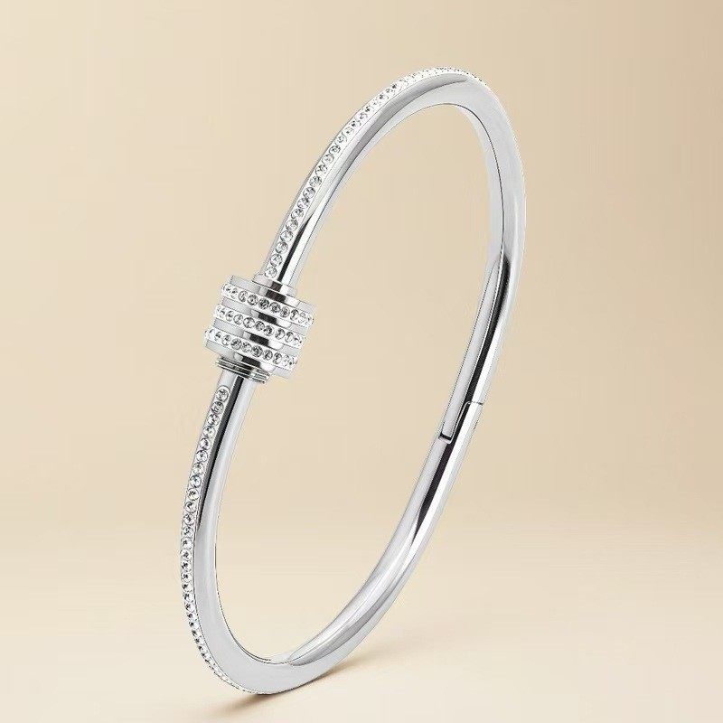 玫瑰金跨境钛钢女款手镯不锈钢轻奢高级感小众时尚锆石手环手镯