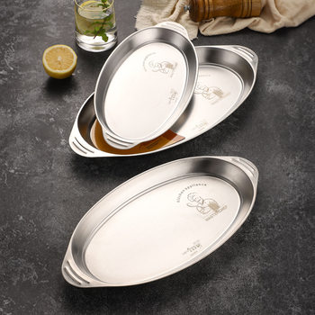 Factory direct sales Lexijia 304 stainless steel fish plate oval steamed fish plate household dish plate tableware