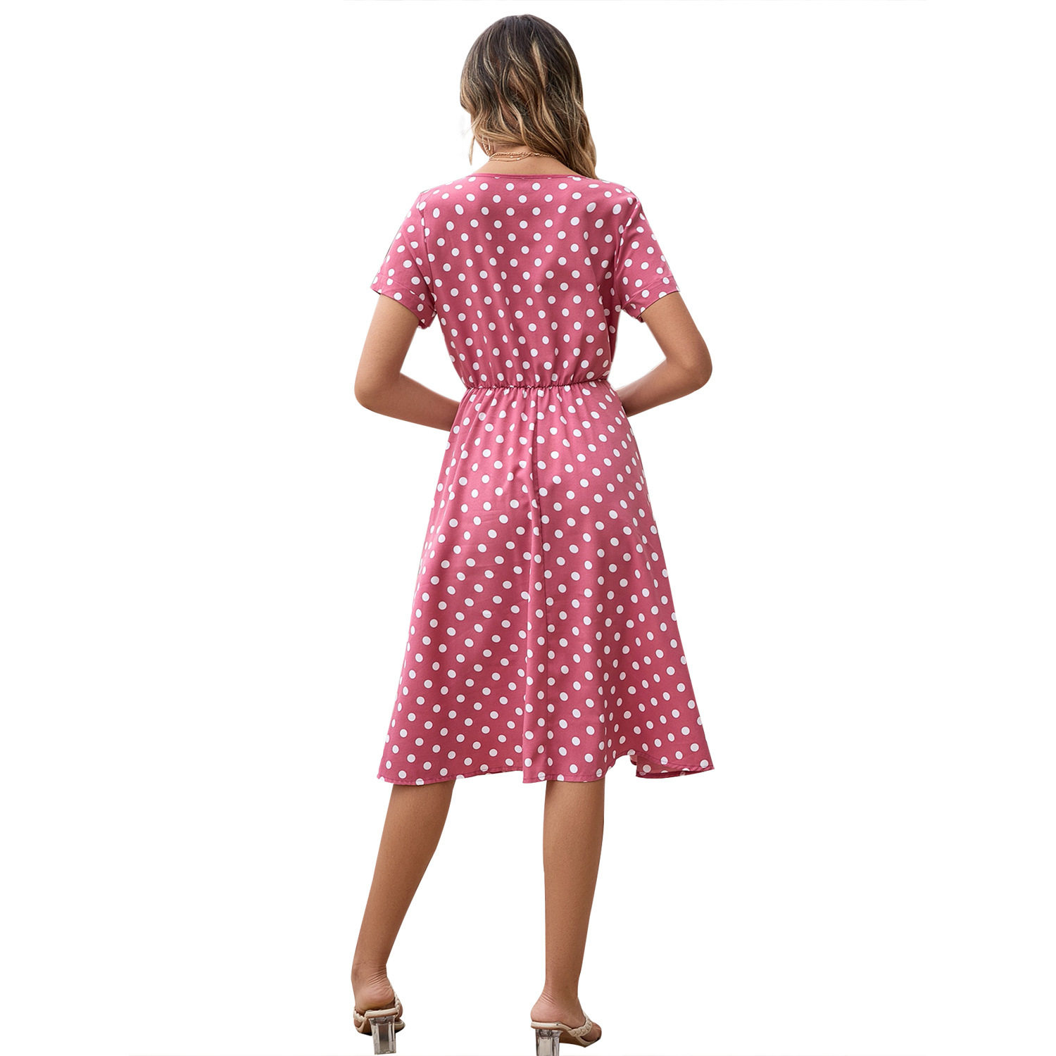 Chiffon Polka Dot Dress Comfortable Casual Vacation Style Perfect for Summer Outings Available for Wholesale