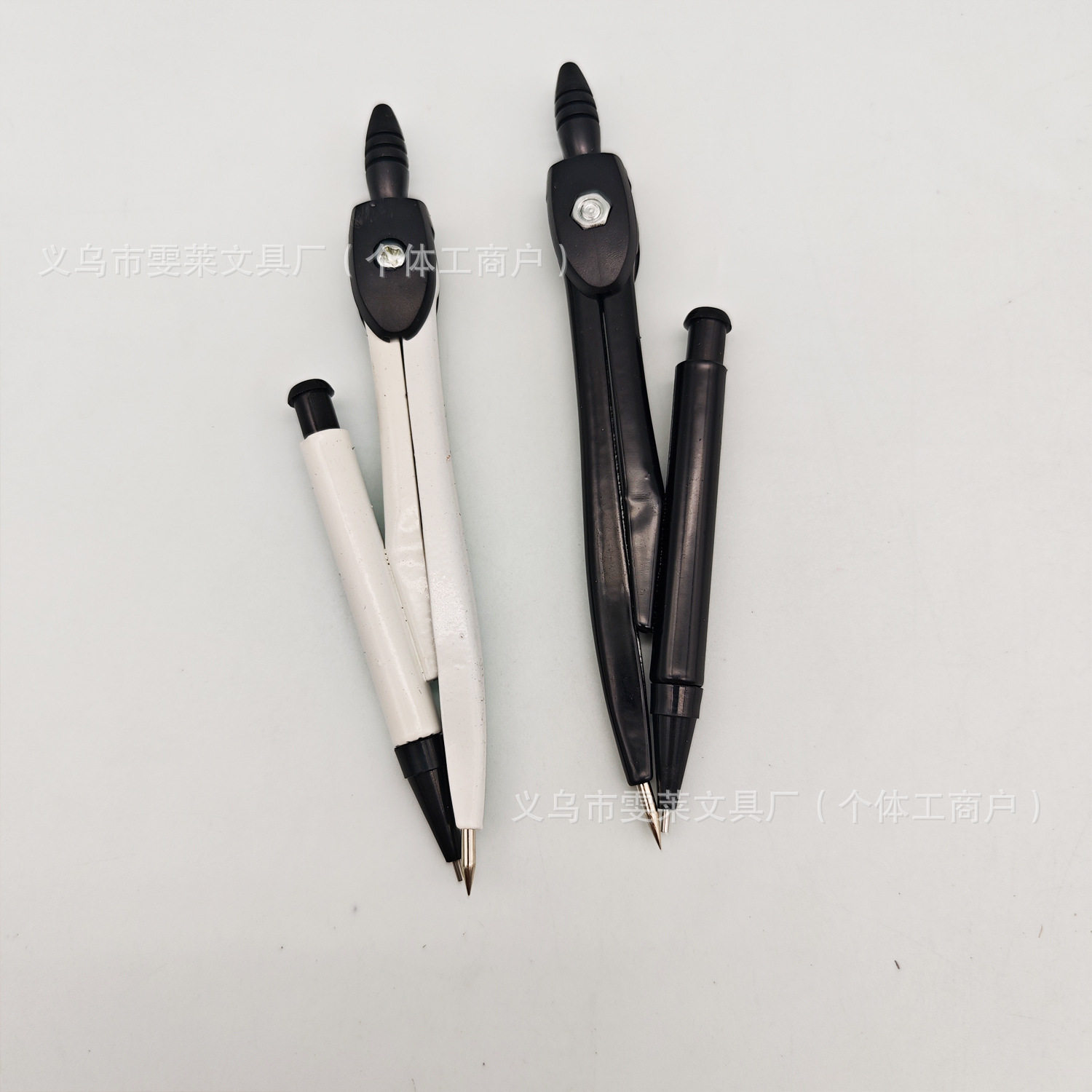 New Black and White Compass Set for Students, Creative Metal Circle Drawing Tools, Children's Lead and Zinc Stationery Supply