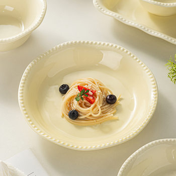 Cream Style Ceramic Dinner Plate, High-End Cute Bowl, Salad Dessert Plate, Tableware Plate, Home Dish Plate, Breakfast