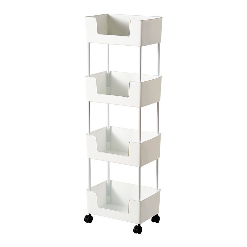 Movable bookshelf storage rack household floor simple bookcase multi-layer household trolley storage cabinet storage cabinet
