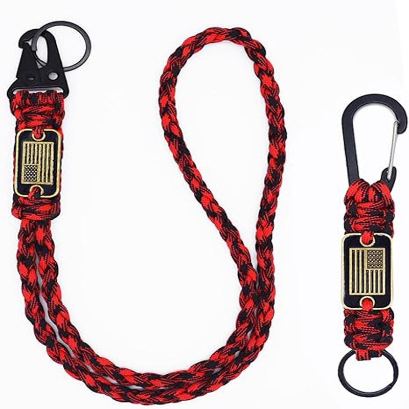 พวงกุญแจเชือกเส้นเล็ก paracord ทอหนักพร้อมธงชาติอเมริกันทอเช...