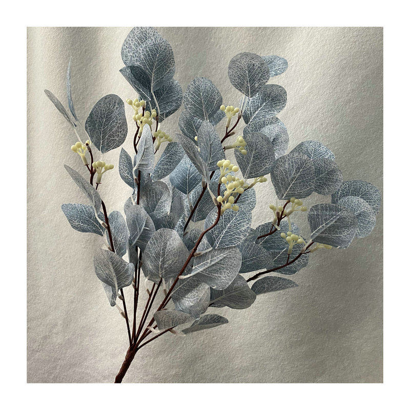 把束9叉带豆苹果叶人造装饰假花批发婚庆仿真花束室内摆件 假绿植