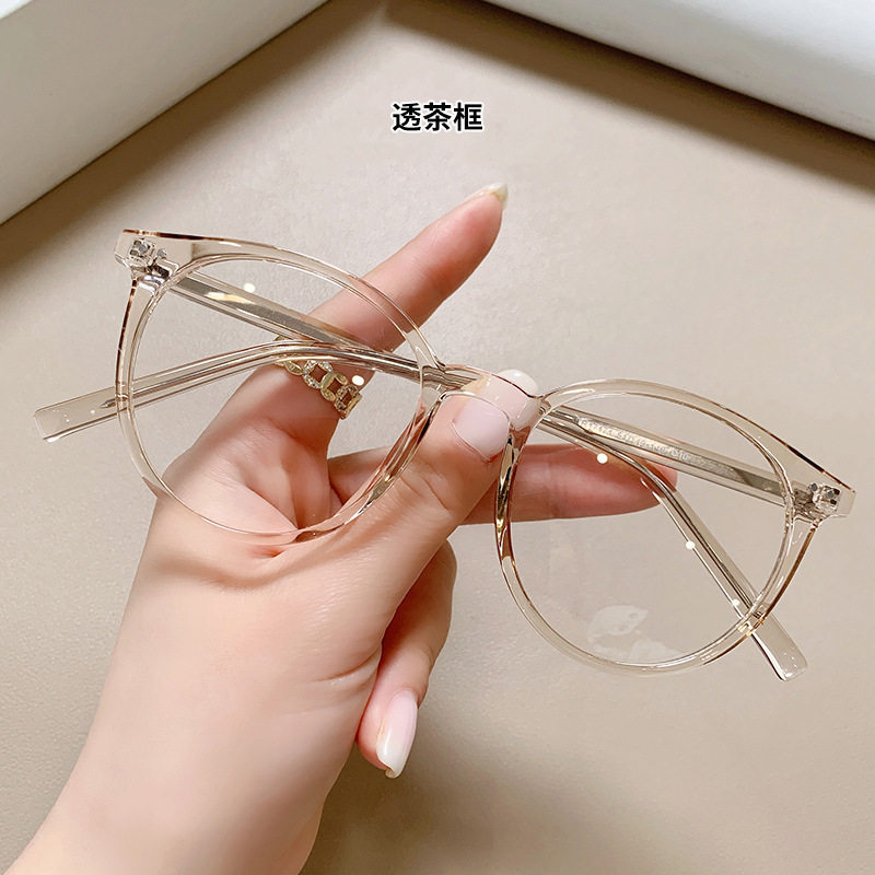 Tr90 Glasses Frame Internet Celebrity Anti-Blue Light Anti-Radiation Plain Black Frame Decoration Fashionable Round Insert Men and Women Myopia Frame