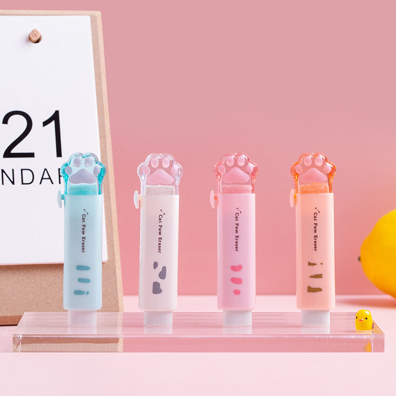 Tian Gao Manufacturer Cat Paw Eraser for Elementary School Students, Push-Pull Type with Replaceable Eraser Refills, Student Reward, Oem