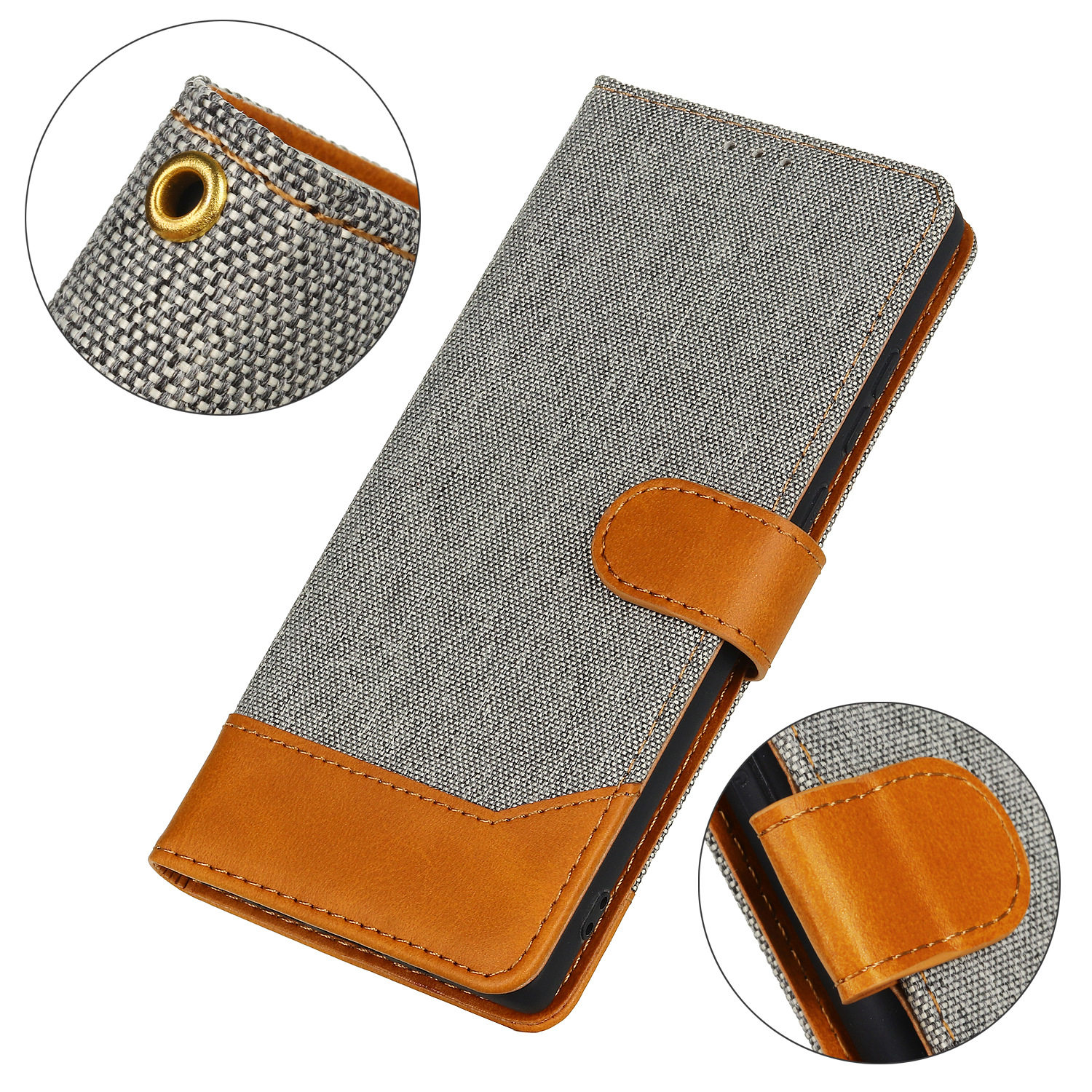 Suitable for Iphone13 Mobile Phone Case Contrasting Canvas 11 Flip Cover Apple 14Pro Magnetic Card Tpu Mobile Phone Leather Case