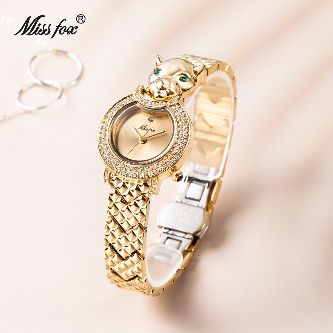 MISS FOX女士手表正品设计感豹子小表盘手链表潮流时尚女款石英表