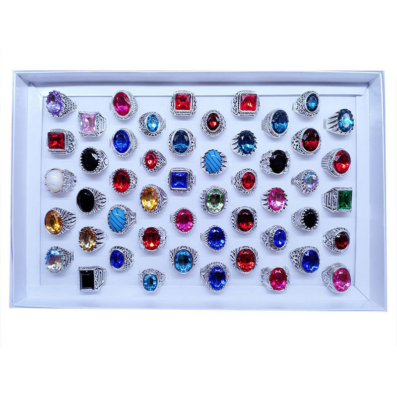 中东外贸出口男戒盒装混款古银夸张大气食指指环义乌厂家现货直销