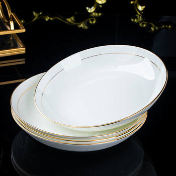 Jingdezhen ceramic tableware 8-inch deep rice plate household European bone china dish bowl dish steak plate soup plate