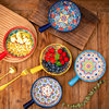Bohemian Ceramic Handle Bowl Home Creative Fruit Salad Bowl with Handle Instant Noodle Bowl Oven Baking Bowl Anti-Scalding