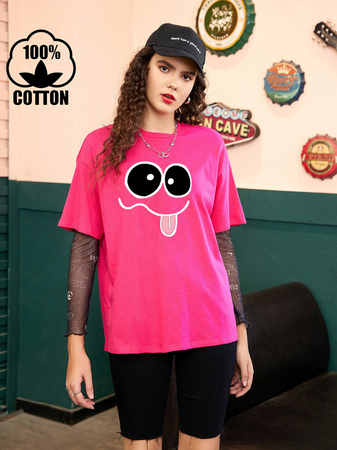 Cotton Printed Short Sleeve T Shirt Womens Casual Wear Comfortable Fit for Summer Ready to Ship