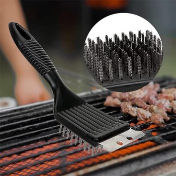 Cross-Border Bbq Stainless Steel Brush Barbecue Cleaning Brush Wire Brush Barbecue Grill Mesh Brush Iron Brush Auxiliary Tools