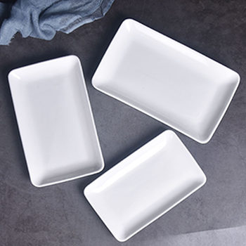 Ceramic Pure White Rectangular Plate Guangdong Rice Bowel Plate Sushi Plate snack Plate Hot Pot Plate Restaurant Commercial