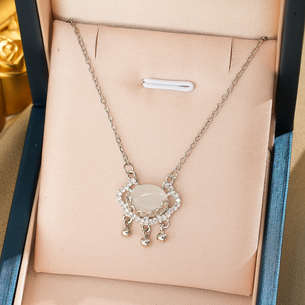 289 セーフティ ロック ネックレス - シルバー ホワイト