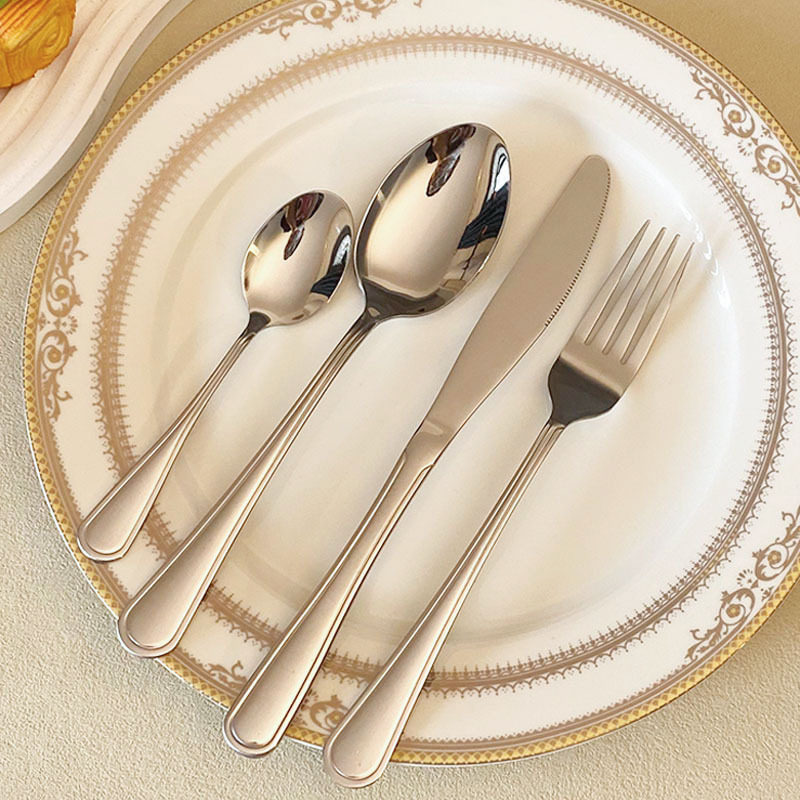 Cross-Border Supply of Stainless Steel Cutlery, Thickened Steak Cutlery, Four-Piece Dessert Spoon, Tea Spoon, Hotel Western Tableware