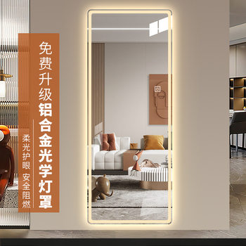 Wall-Mounted Full-Body Mirror with Light, Home Cloakroom Mirror, Luminous Fitting Mirror, Led Smart Dressing Mirror