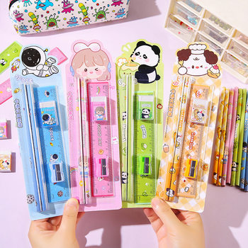 Cartoon Pencil Set, Student Learning Stationery Five-Piece Set, Kidsren's High-Looking School Gift, Kindergarten Small Prizes