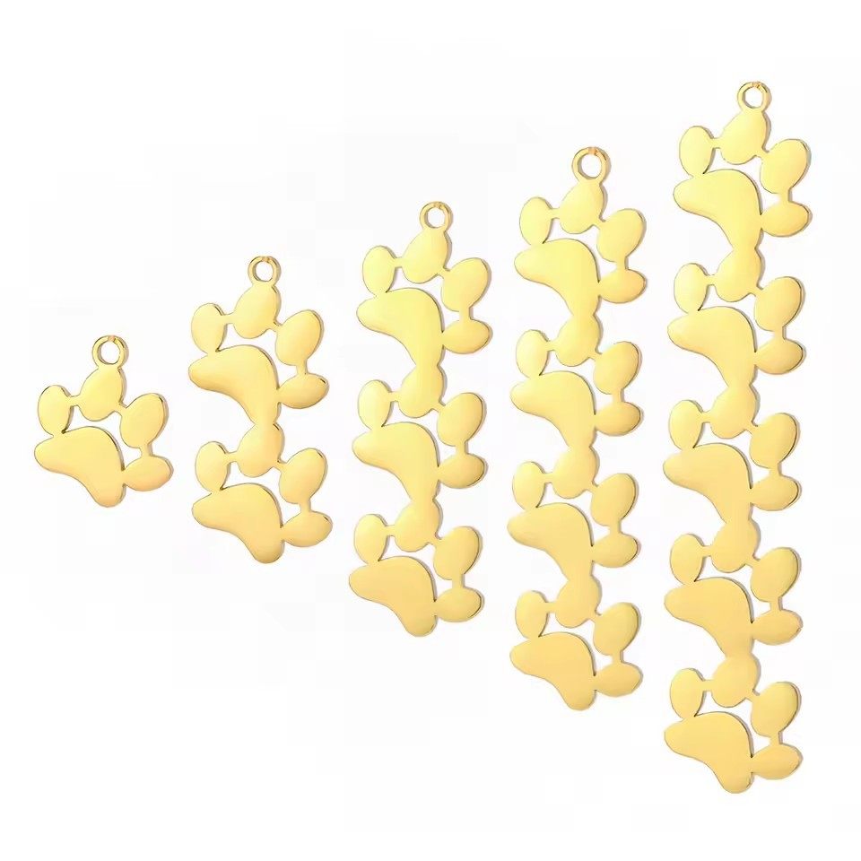 hot sale stainless steel paw charm animal cat dog handmade pendant diy necklace bracelet jewelry manufacture wholesale