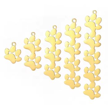 hot sale stainless steel paw charm animal cat dog handmade pendant diy necklace bracelet jewelry manufacture wholesale