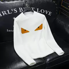 European Fashion Men's Sweater Little Monster Embroidered 2025 Autumn and Winter New Base Shirt Long Sleeve Turtleneck Top