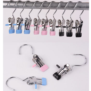 Spot postage dip plastic clothes clip socks clip thickened non-slip three-word clip multi-functional electroplating stainless steel clip wholesale