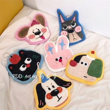 Cartoon Puppy Hand Towel Coral Velvet Hand Towel Hanging Absorbent Quick-Drying Rag Thickeneded Soft Kidsren's Handkerchief Batch