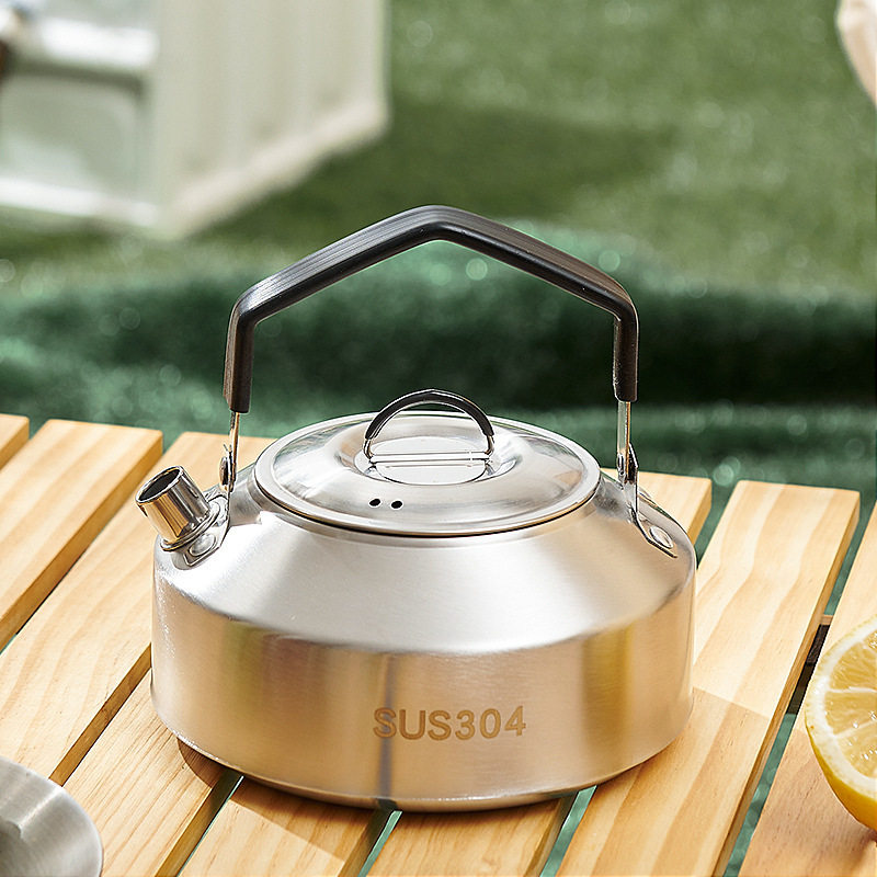 304 Stainless Steel Outdoor Kettle Thickened Portable Tea Making Self-driving Camping Picnic Food Grade Fire Boiling Kettle