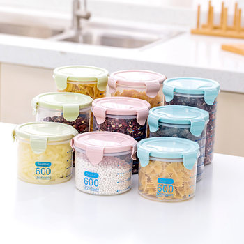 Kitchen Plastic Transparent Fresh-Keeping Sealed Jar Milk Powder Jar Grain Storage Jar Home Snack Food Storage Box