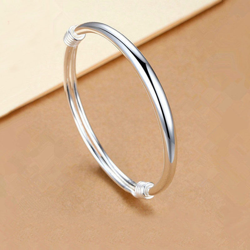Alloy Silver-Plated Bracelet Glossy Round Belly Push-Pull Fashion Bracelet Korean Style Thin Round Belly Gold-Plated Bracelet Jewelry Wholesale