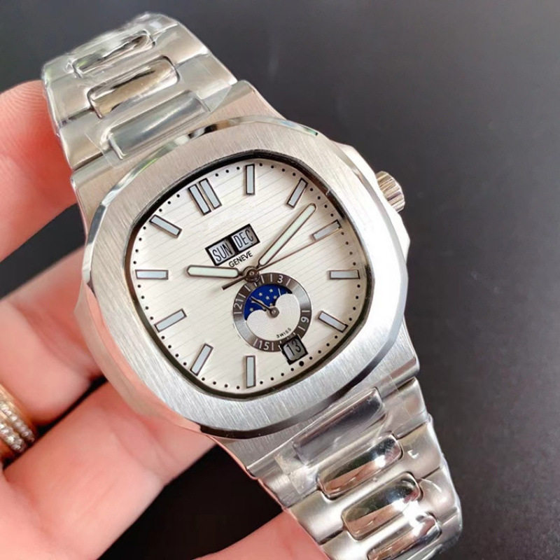 Brand Nautilus Series Multifunctional Men's Mechanical Watch Calendar Simple Business Waterproof Steel Band Watch for Men