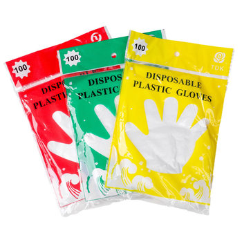 Color bag 100 disposable gloves plastic 50 dishwashing catering beauty standing disposable gloves