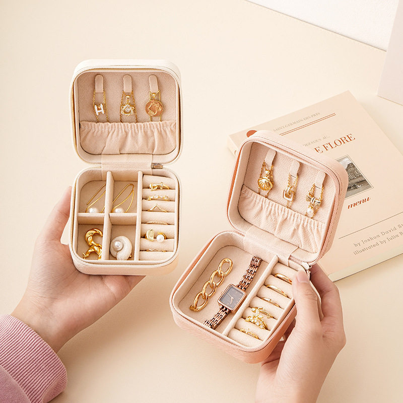 Jewelry Box Storage Box Portable Earrings and Bracelets Jewelry Necklace Ring Small Exquisite Mini New Style Box