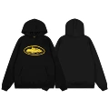 910 black print yellow hoodie