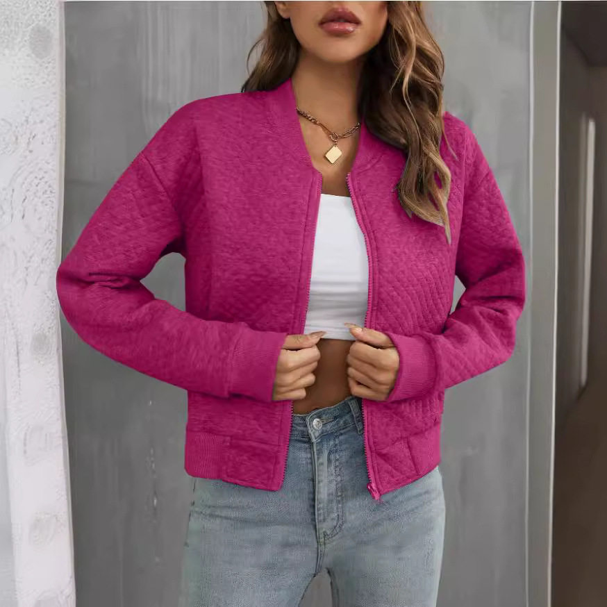 Autumn Long Sleeve Zipper Detail Cardigan Solid Color Lightweight Casual Style Wholesale Available
