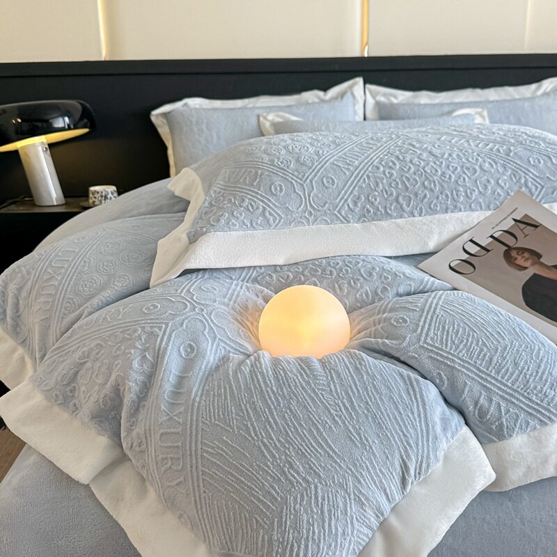 2025 New Corner Style Class a Fully Matte Milk Velvet Stereo 5D Carved Velvet Four-Piece Set Available for Live Broadcast and Can Be Shipped on Behalf of Others