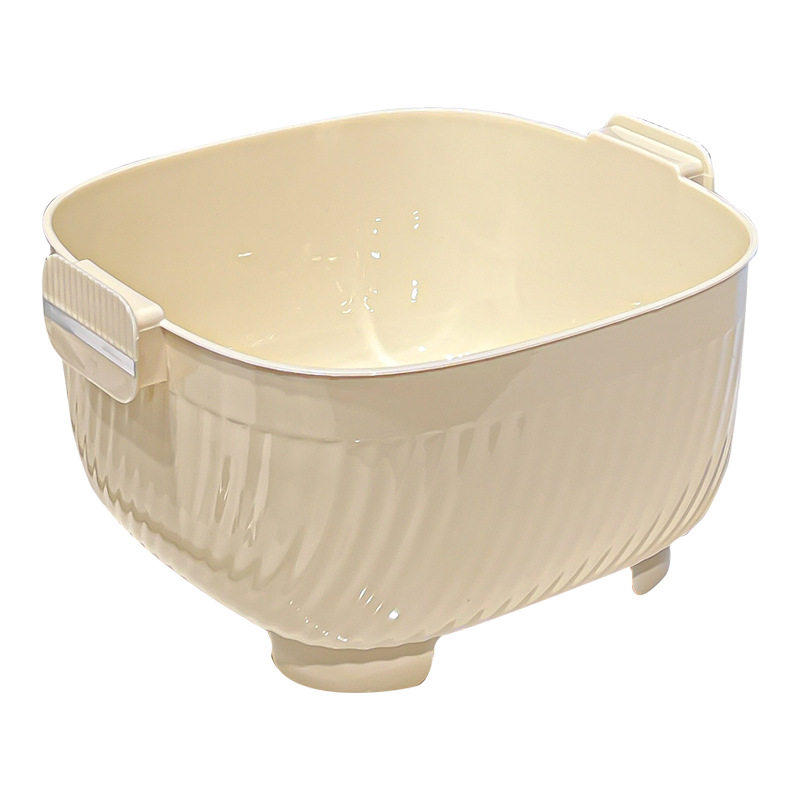 Ccko Fruit and Vegetable Drain Basket Double-Layer Vegetable Basin Household Fruit Washing Basket Large Capacity Vegetable Washing Basket Drain Basin
