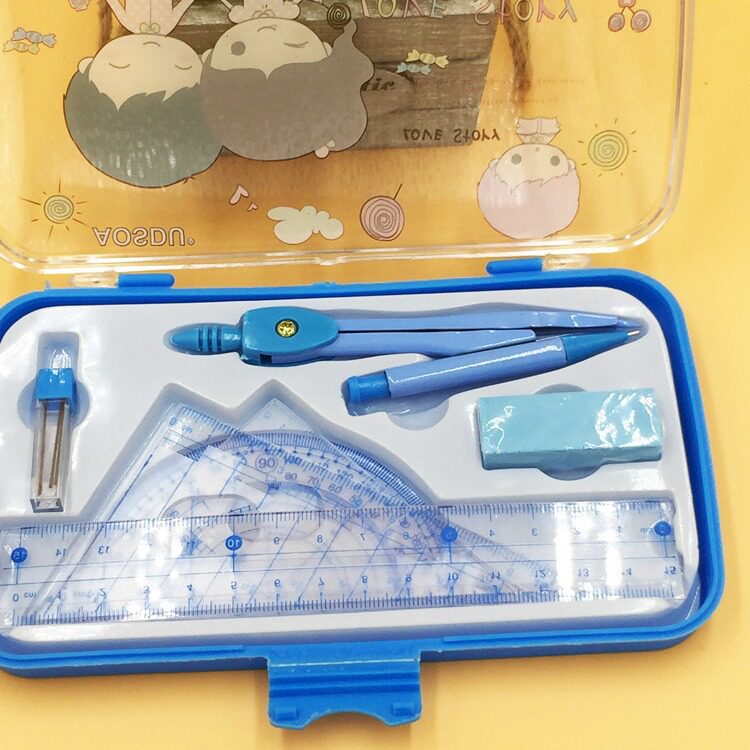 Aosidu iron compasses students use suit compasses with simple mechanical pencil to send rubber red and blue factory wholesale