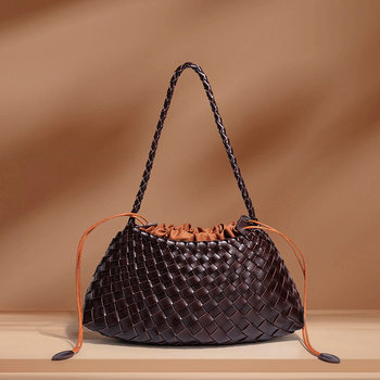 High-End Fashion Leather Shoulder Crossbody Bag with Inner Pocket Large Bag Hot-Selling Woven Bag Women's Handbag Armpit Bag