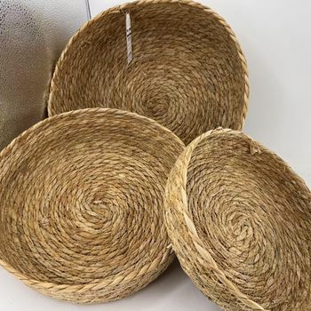 Storage Basket Woven Basket Organizer Storage Straw Cosmetics Storage Cattail Woven Snack Storage Desktop Storage Basket