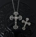 Large flame cross necklace [pearl chain]