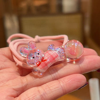 Early spring cute little animal children's rubber band shiny little rabbit little girl horsetail ball head rubber band hair accessories