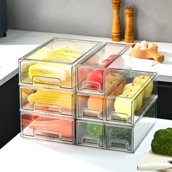 Vegetable Transparent Refrigerator Storage Box Drawer-type Kitchen Storage Box Fruit Desktop Plastic Storage Box Finishing