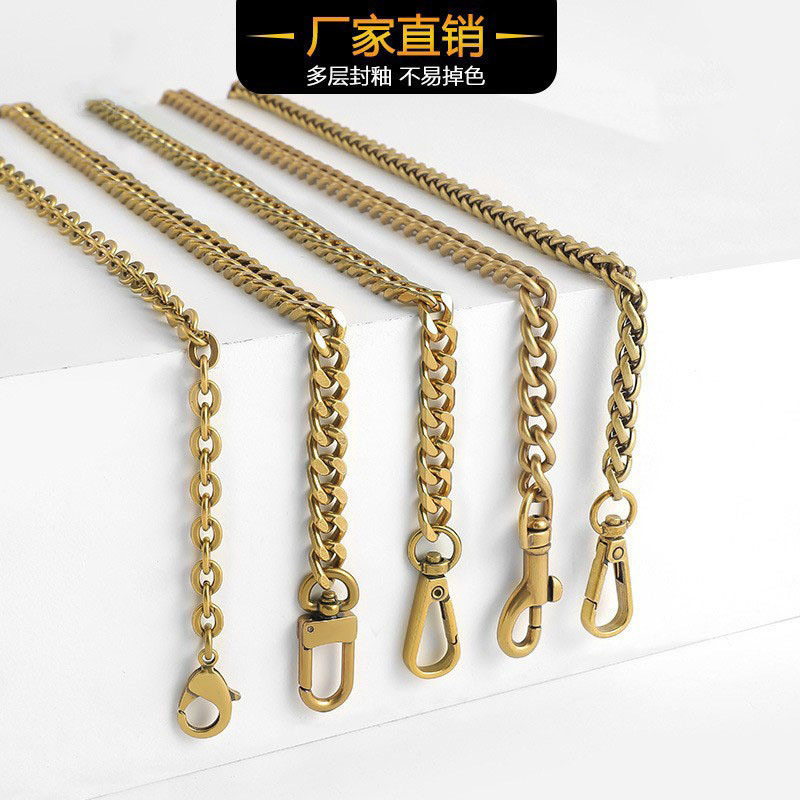 Bag chain high-grade bronze alloy chain replacement single buy accessories underarm bag transformation metal chain bag belt