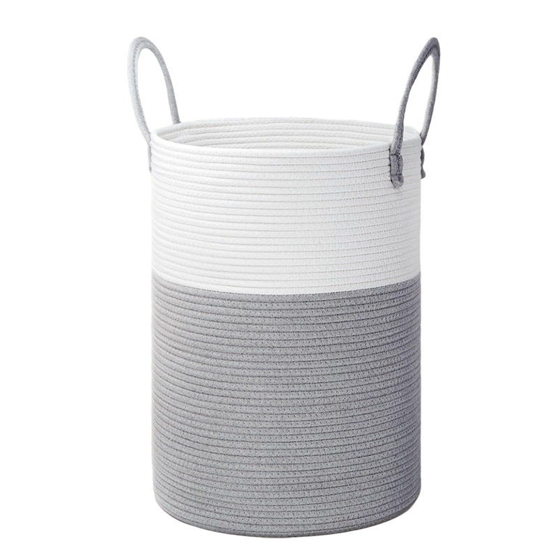 Cotton Rope Dirty Clothes Basket Cross-Border Popular Round Woven 40L Hand Basket 60L Foldableable Large Capacity Dirty Clothes Basket 80L