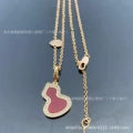 Medium carnelian double gourd diamond necklace (rose gold)