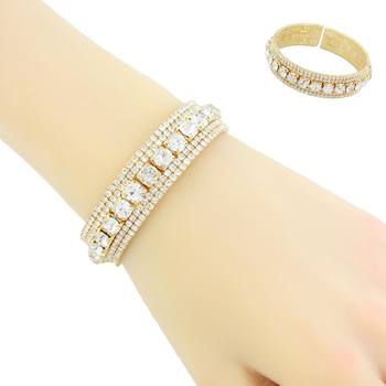 Factory Direct Sale of New Products with an Exaggerated Design, Full Diamond Open Bracelet, Cross-Border European and American 5-Row Rhinestone Jewelry Wholesale
