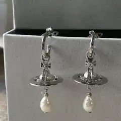 The Queen Mother of the West Deng Wei's Same Retro Baroque Stereo Saturn Pearl Drop Earrings Accessible Luxury Elegant High-End Earrings