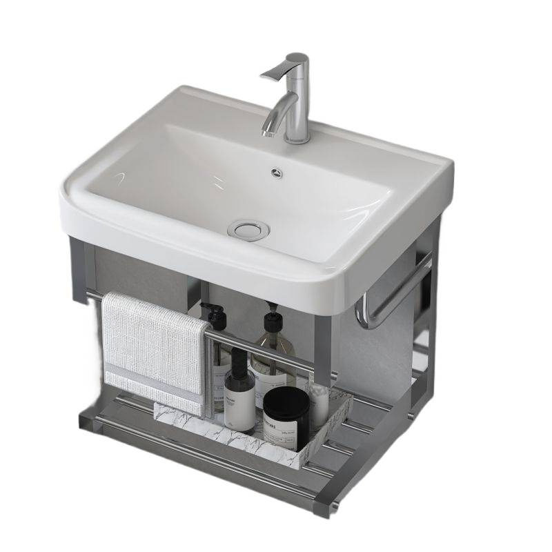 Ceramic Small Apartment Laundry Basin Stainless Steel Bracket Basin Washbasin Bathroom Balcony Washboard Washbasin